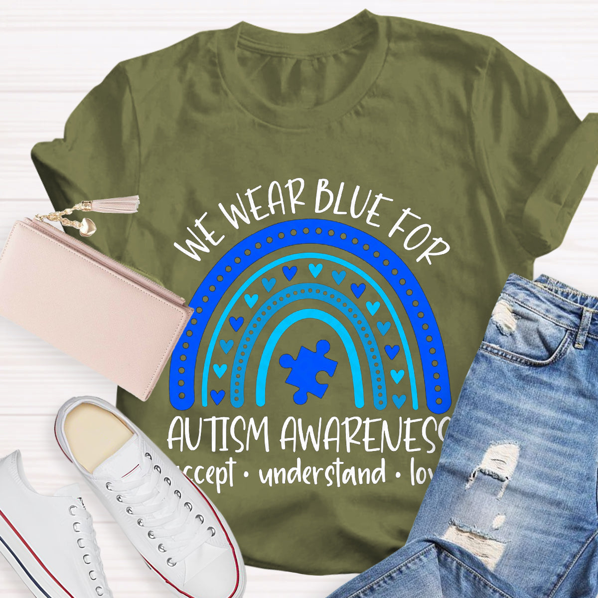 We Wear Blue for Autism Awareness Teacher T-Shirt