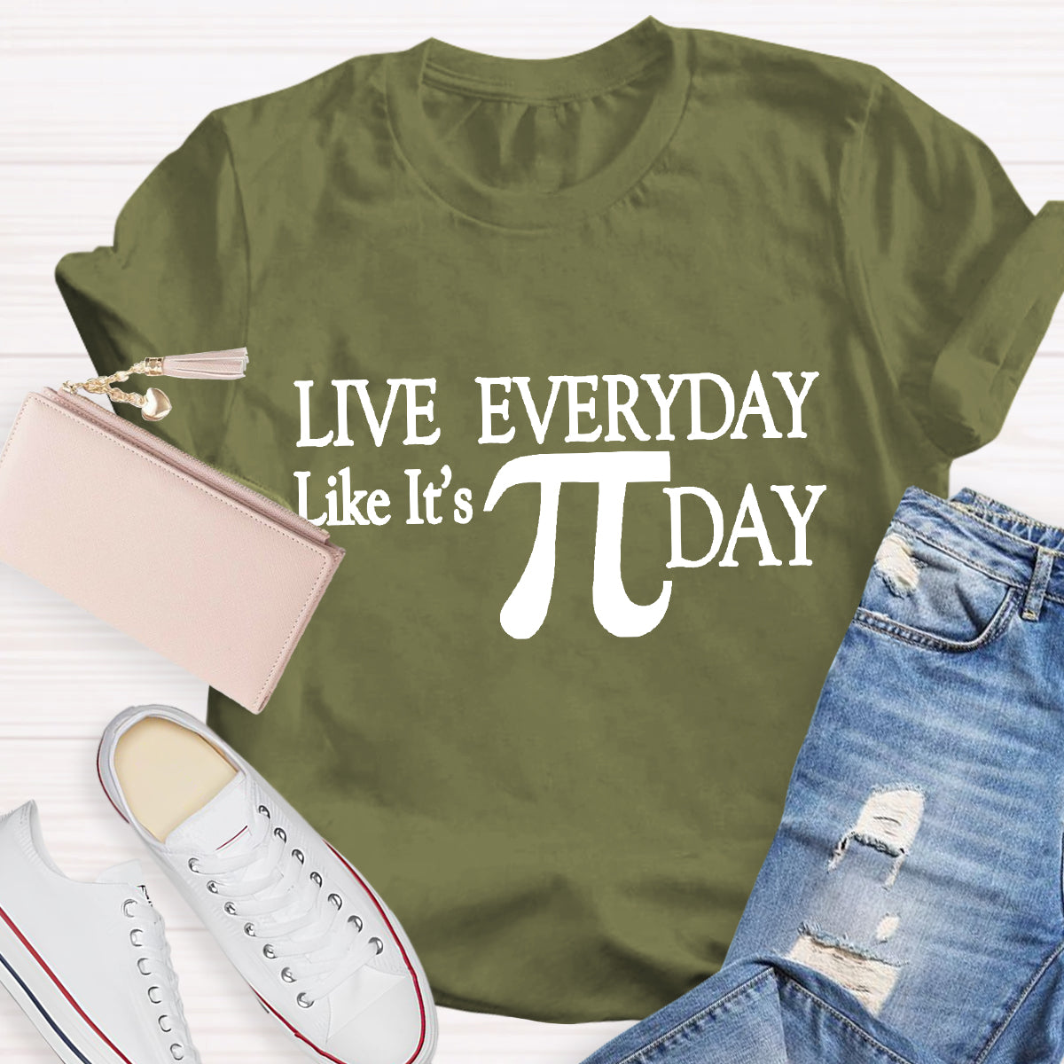 Live Everyday Like It'S Pi Day Math Teacher T-Shirt