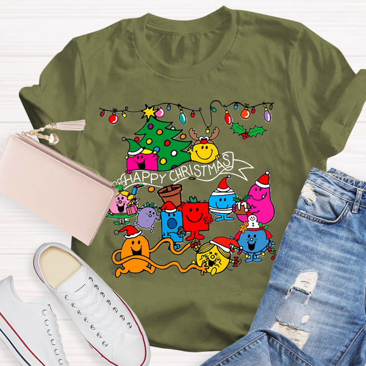 Little Miss characters Happy Christmas Teacher T-Shirt