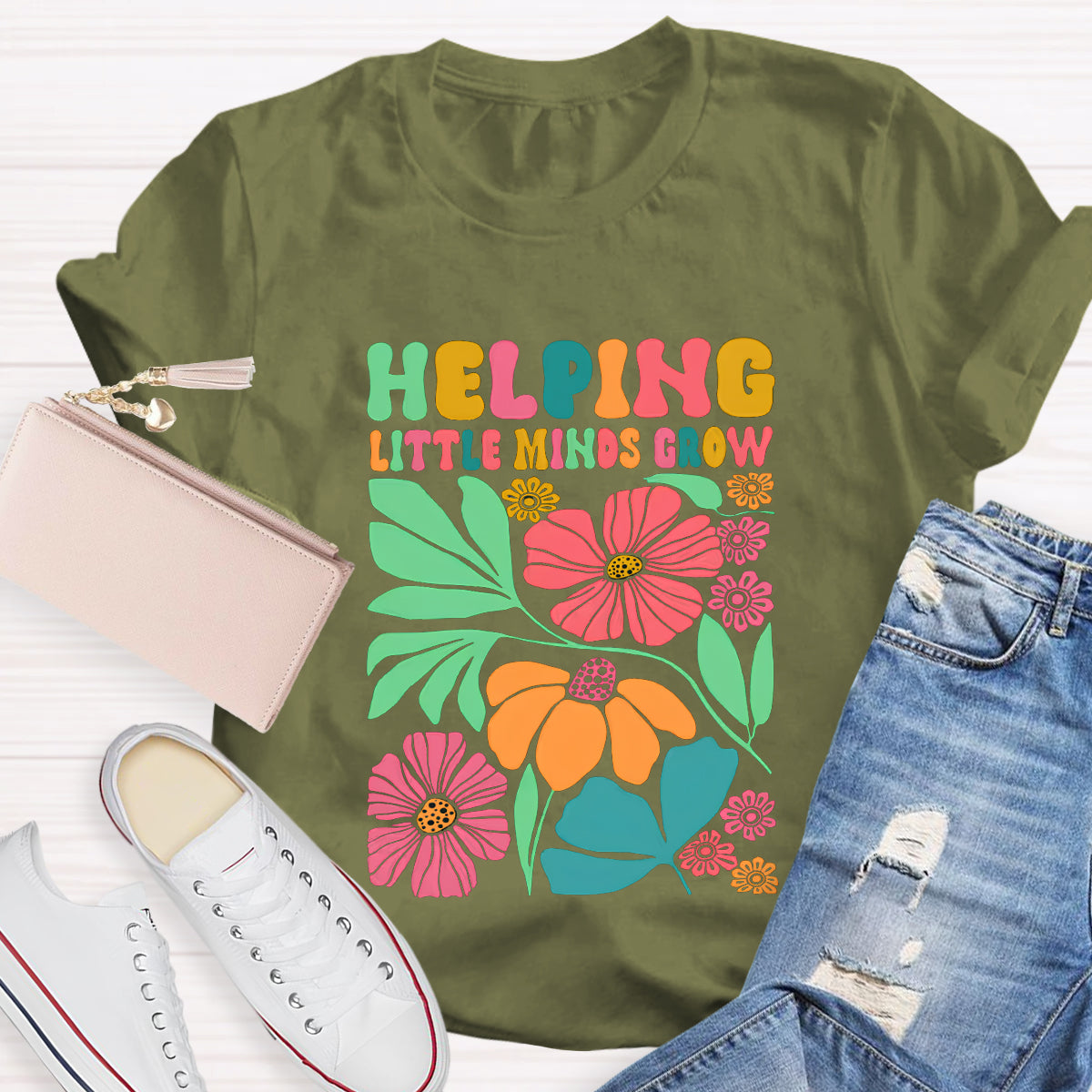 Floral Helping Little Minds Grow T-Shirt