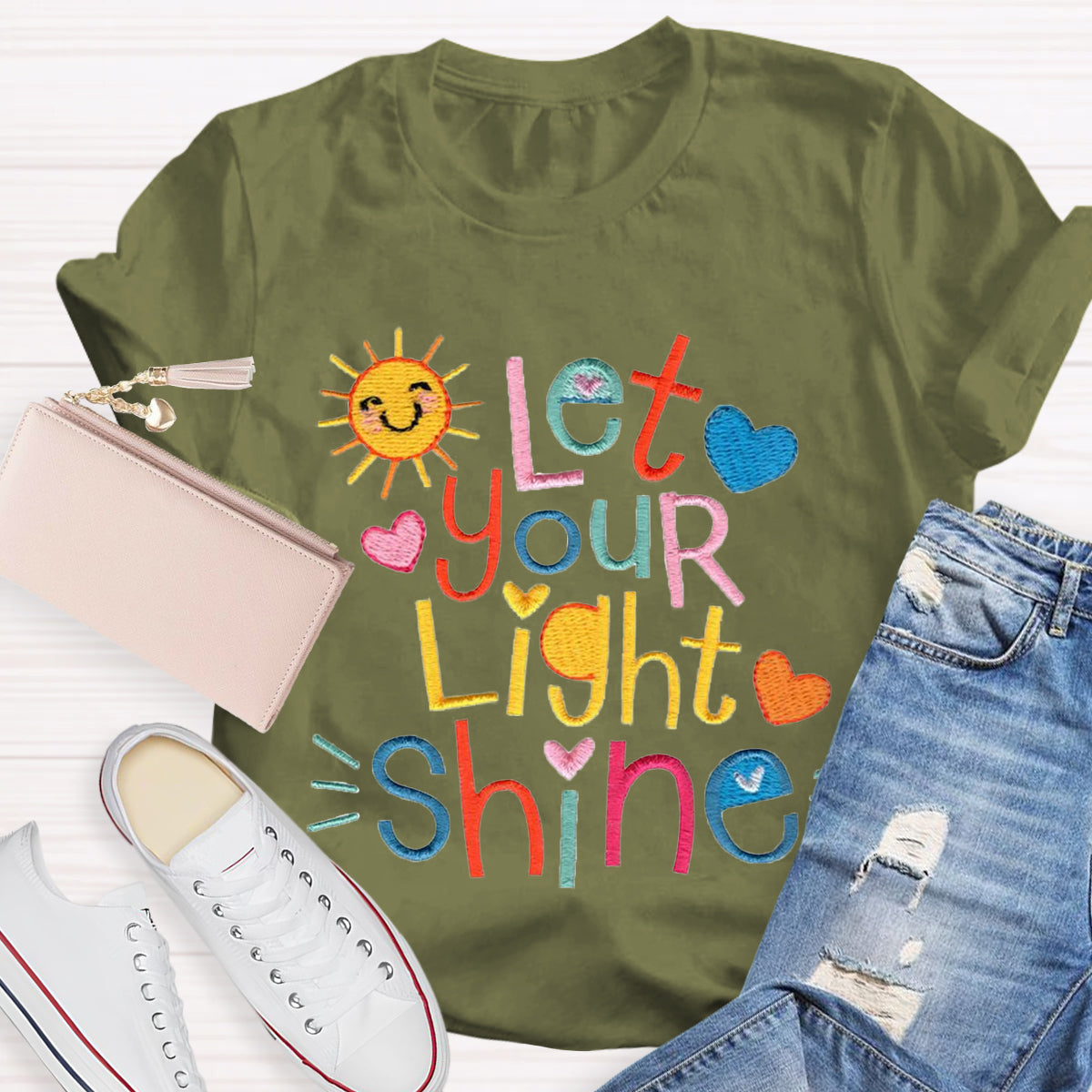 Let Your Light Shine Positive Teacher T-Shirt