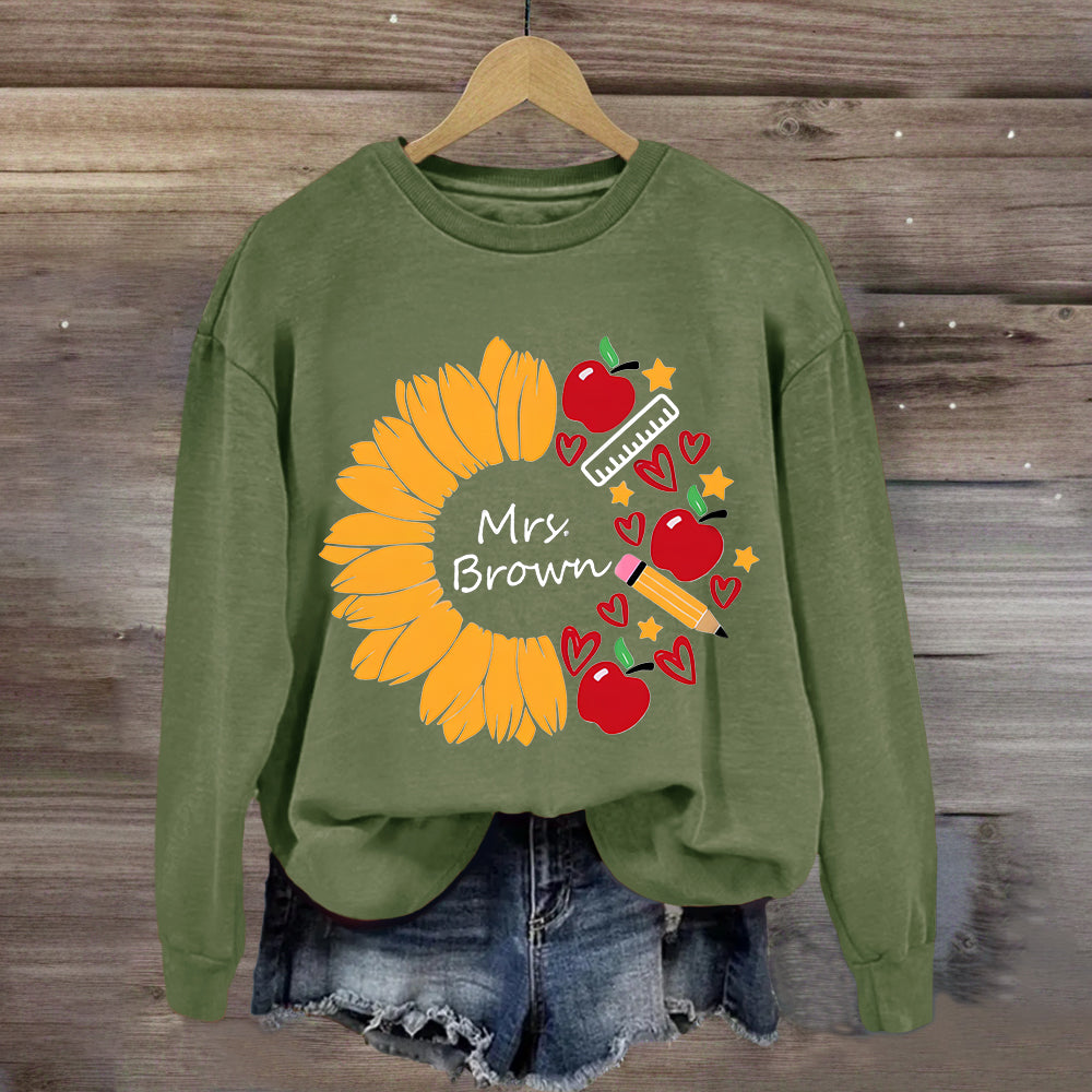 Personalized Name Sunflower Teacher Life Sweatshirt