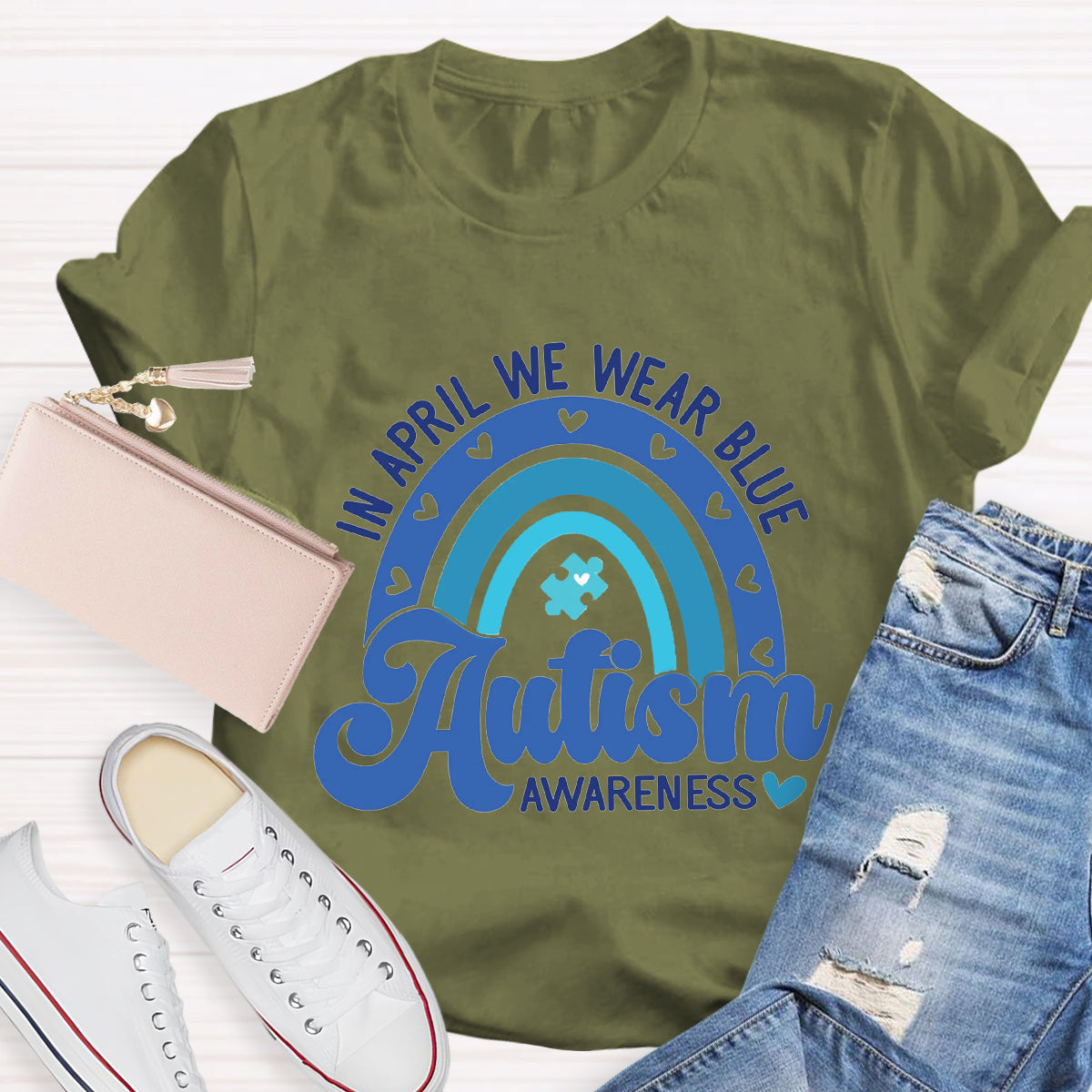 In April We Wear Blue Rainbow T-Shirt