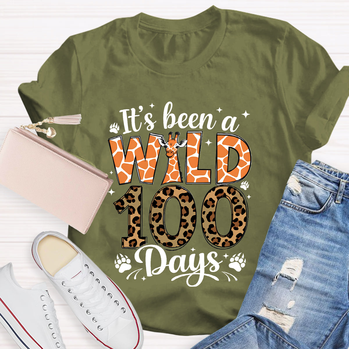 It's Been A Wild 100 Days Leopard Giraffe T-Shirt