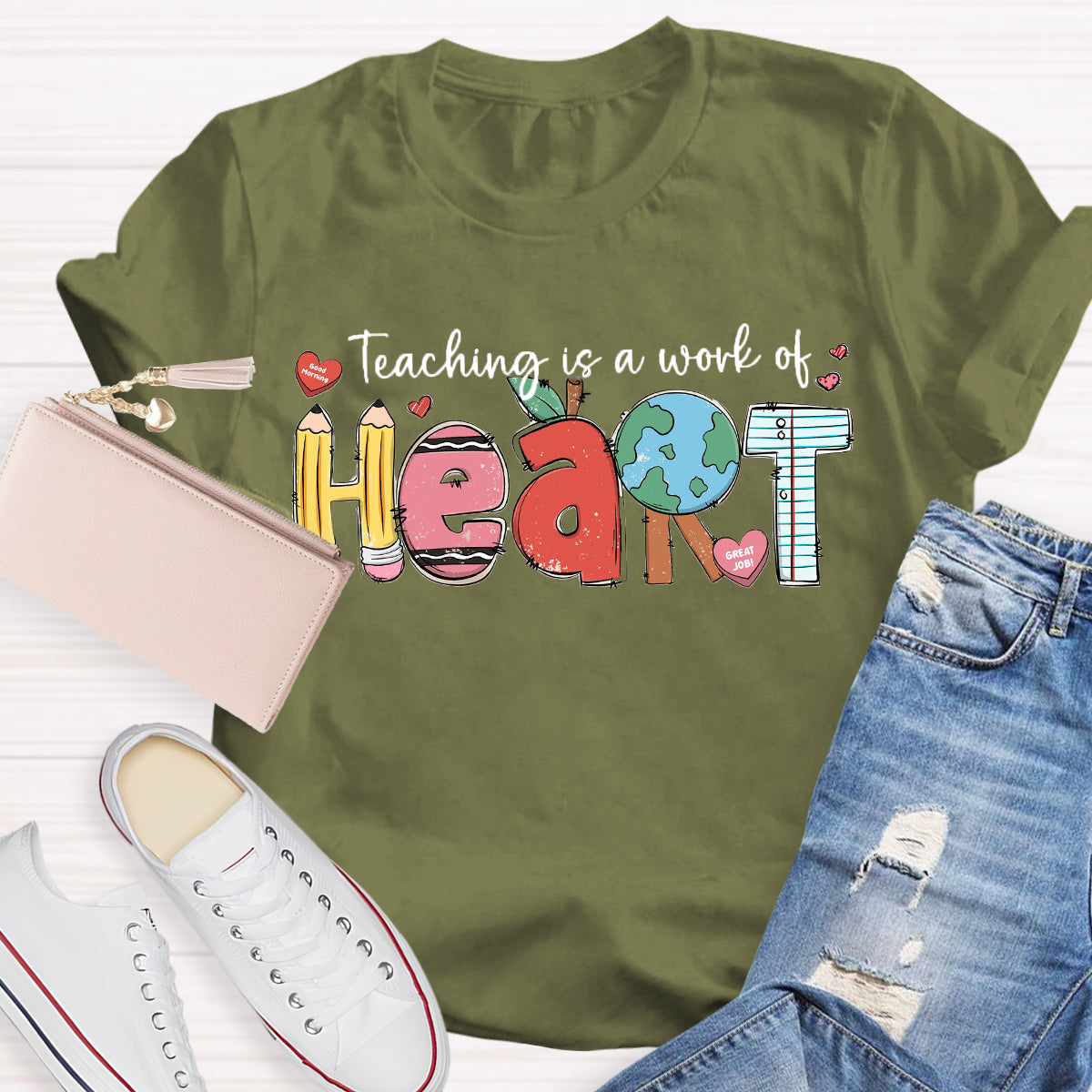 Teaching Is A Work Of Heart Teacher T-Shirt