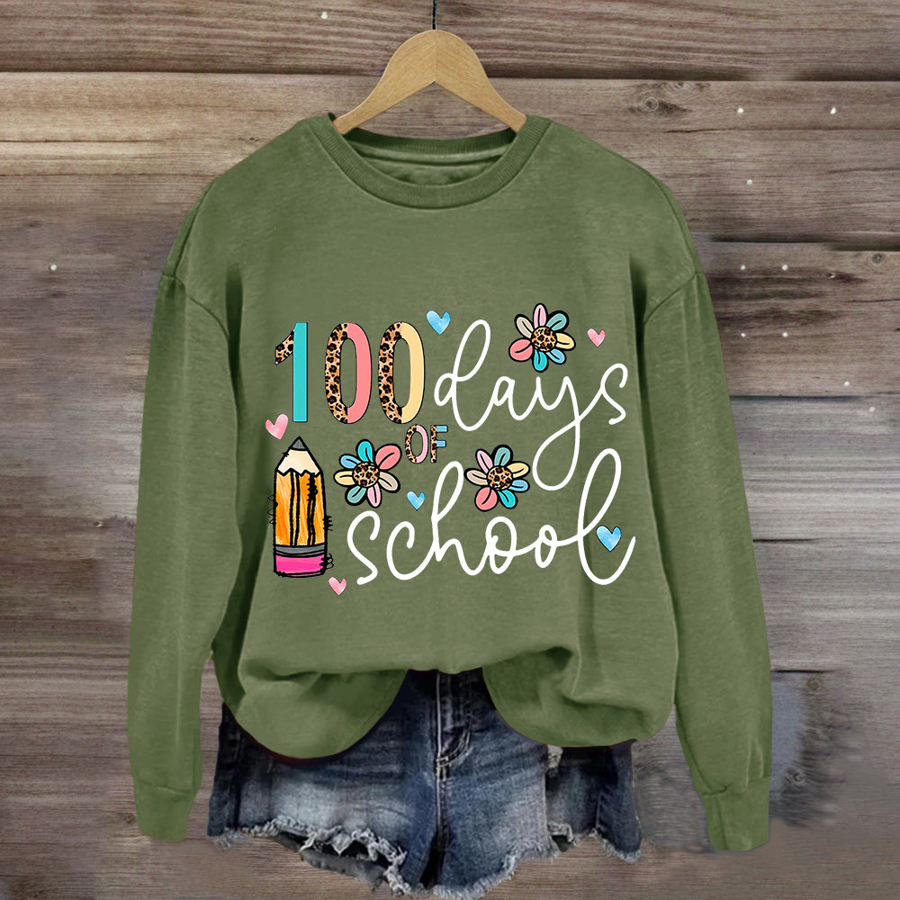 100 Days Of School Pencil Leopard Sweatshirt