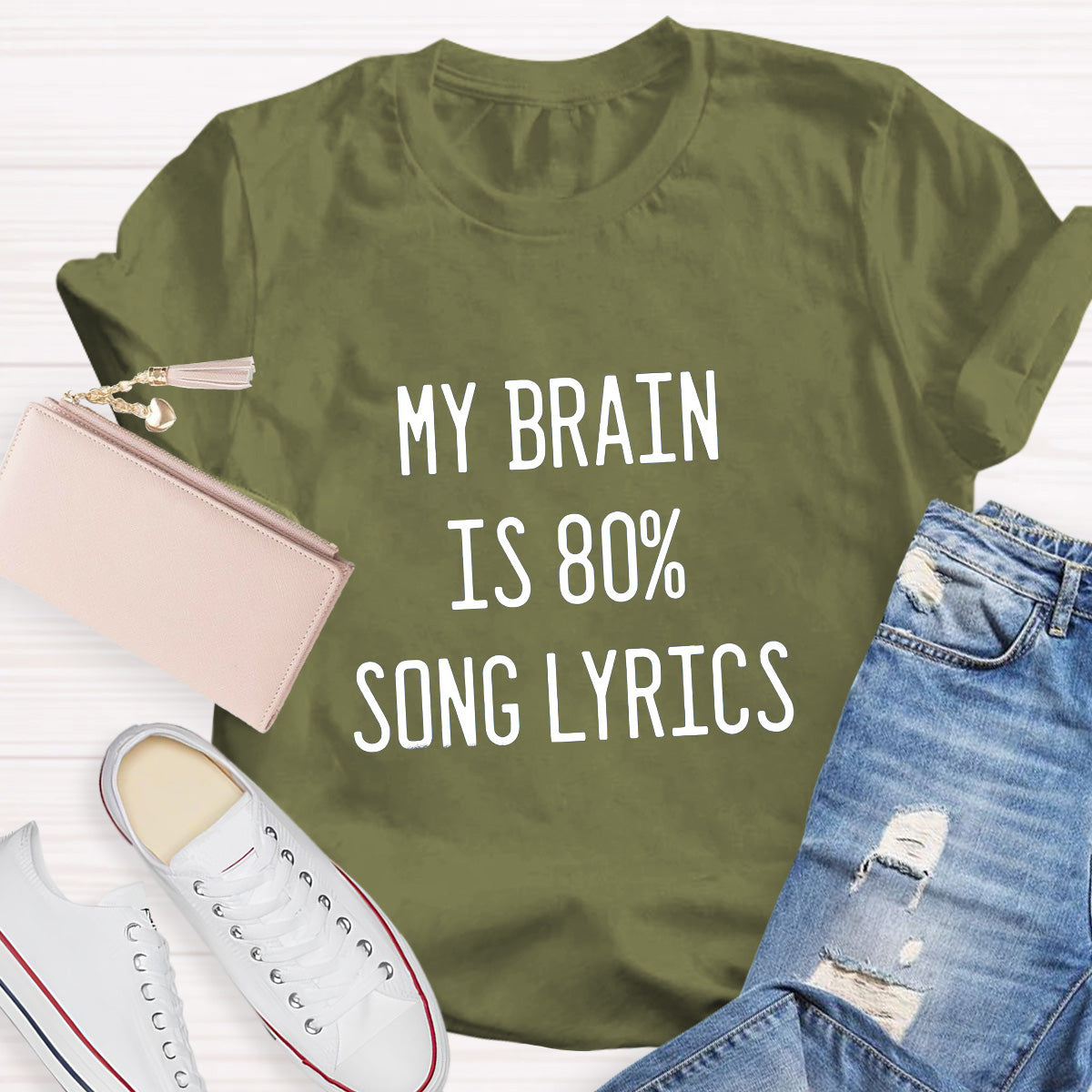 My Brain Is Eighty Percent Song Lyrics Teacher T-Shirt