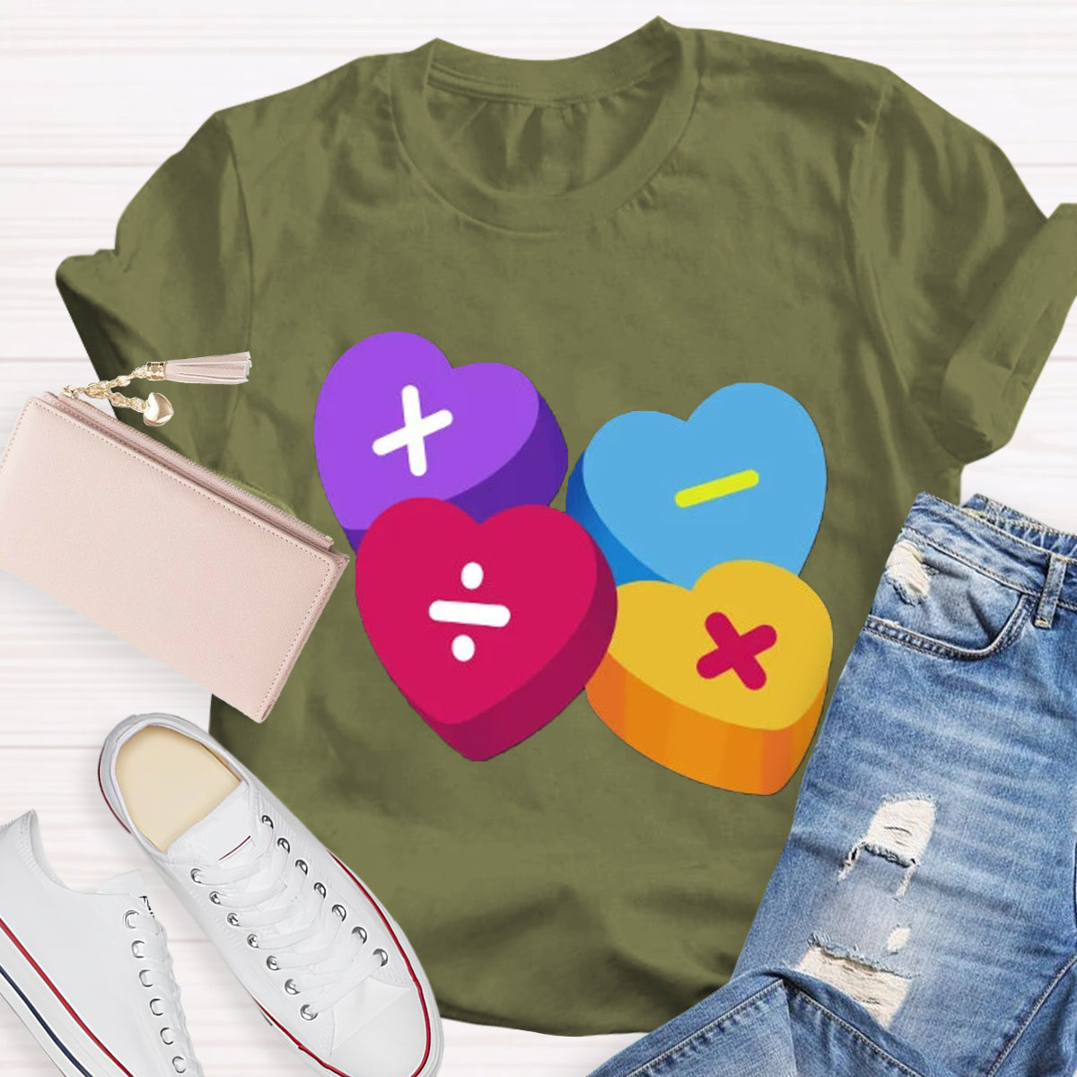 Heart Of Math Teacher T-Shirt