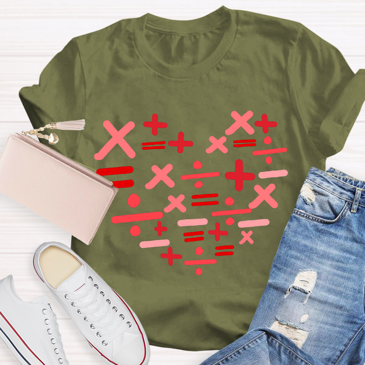 Add Subtract Multiply And Divide Heart Teacher T-Shirt