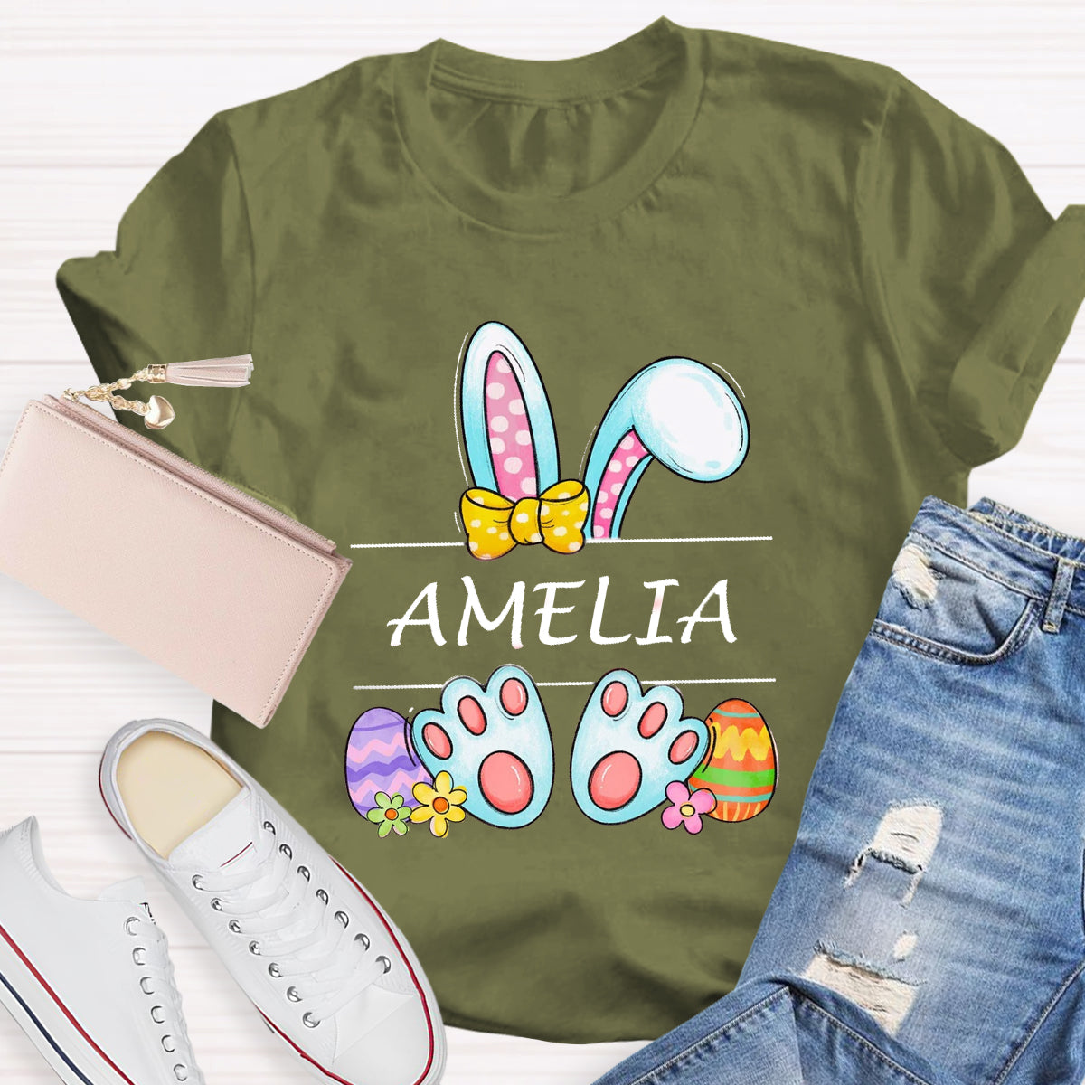 Personalized Name Happy Easter Bunny T-Shirt