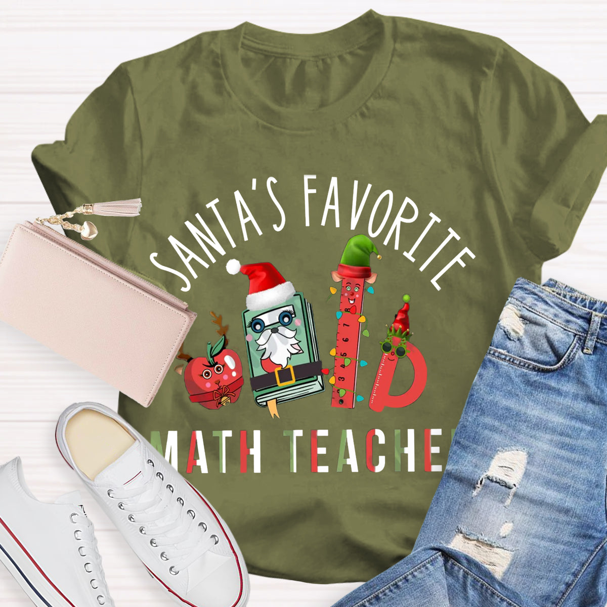 Santa's Favorite Math Teacher Christmas T-Shirt