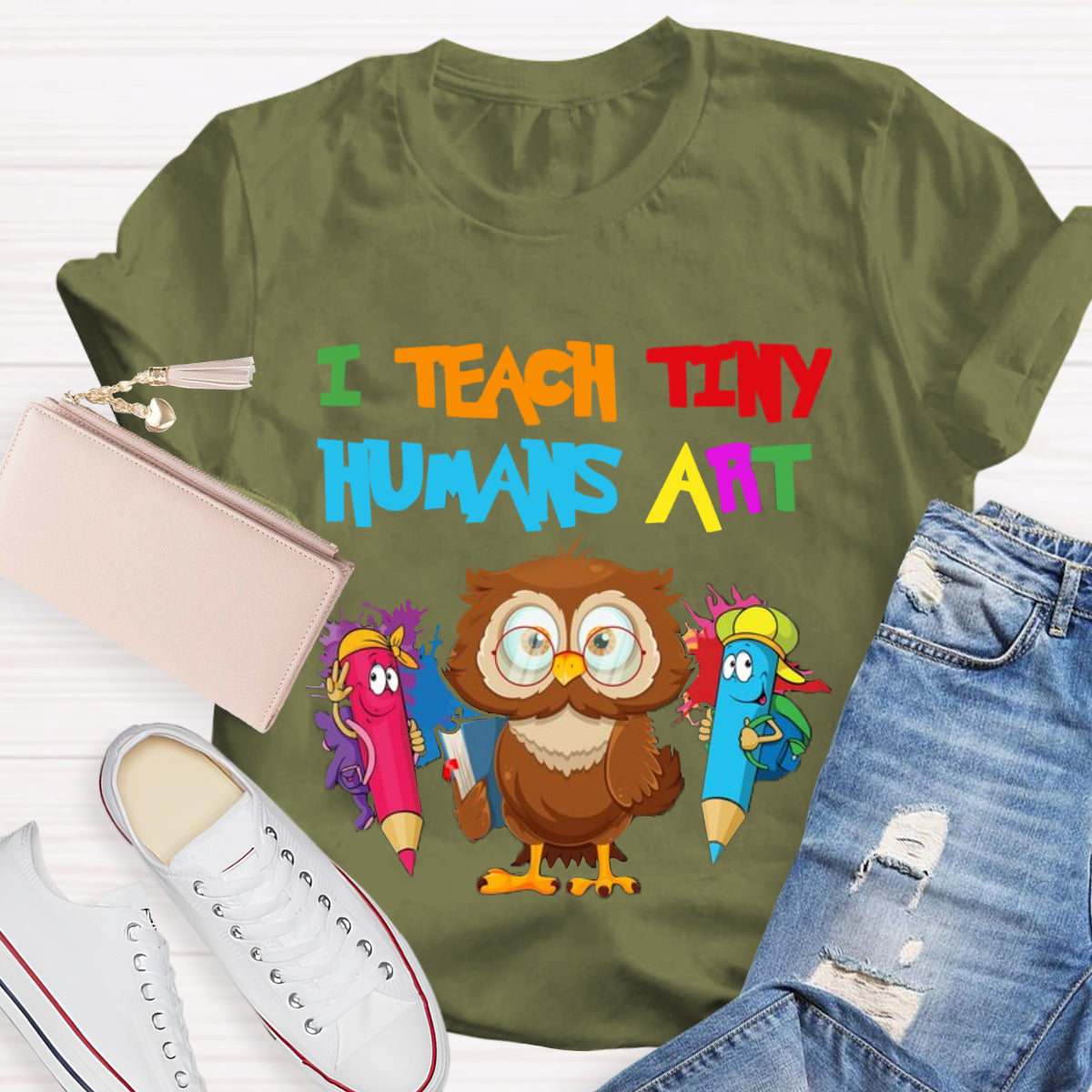 I Teach Tiny Humans Art Teacher T-Shirt