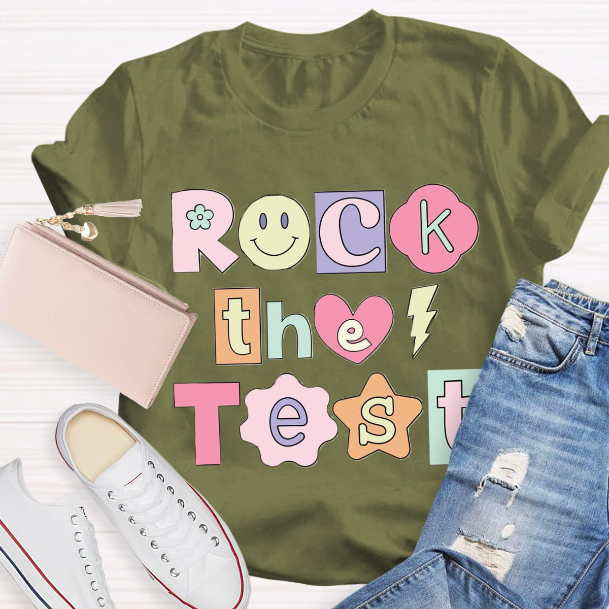 Rock the Test Testing Day Teacher T-Shirt