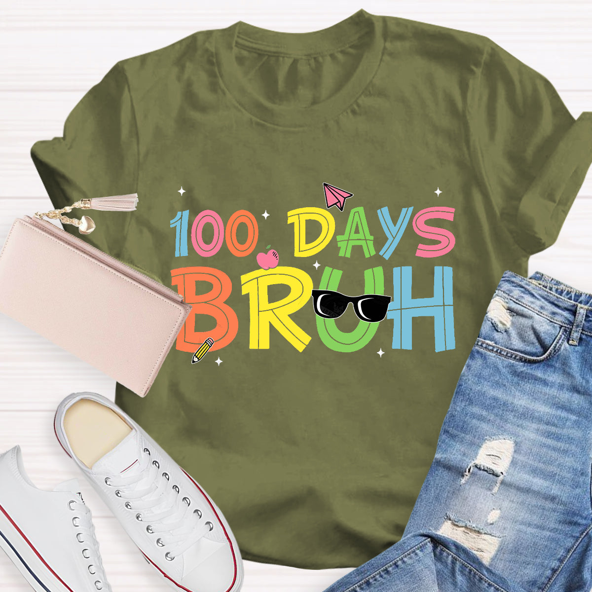 100 Days Bruh Teacher T-Shirt