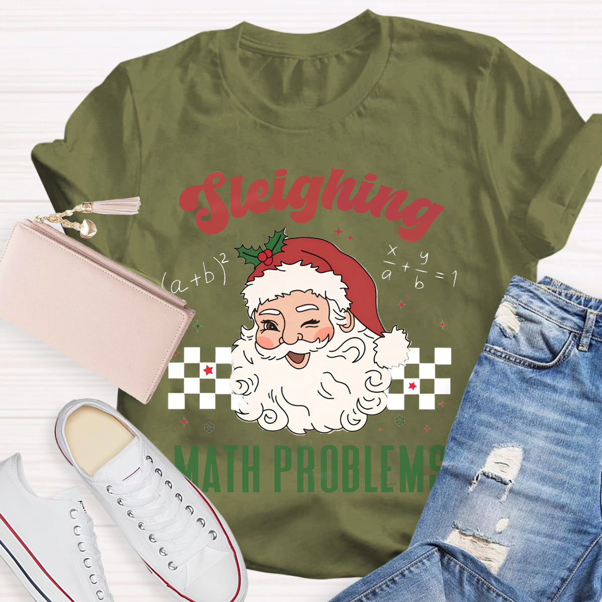 Sleighing Math Problems Math Teacher T-Shirt