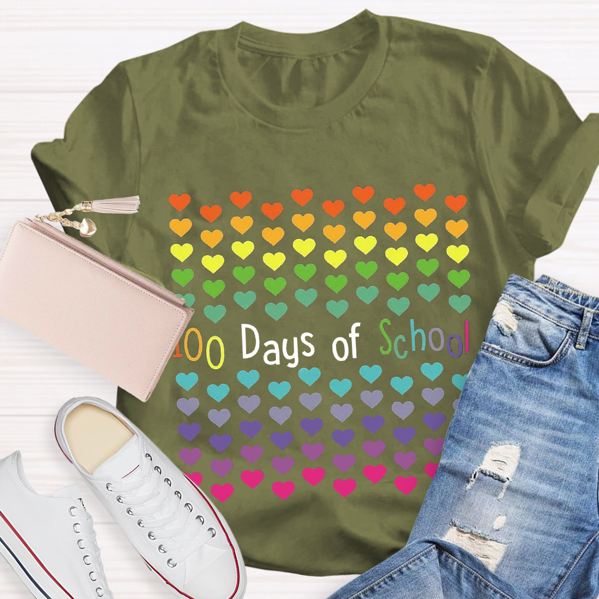 100 Days Of School Of Hearts T-Shirt