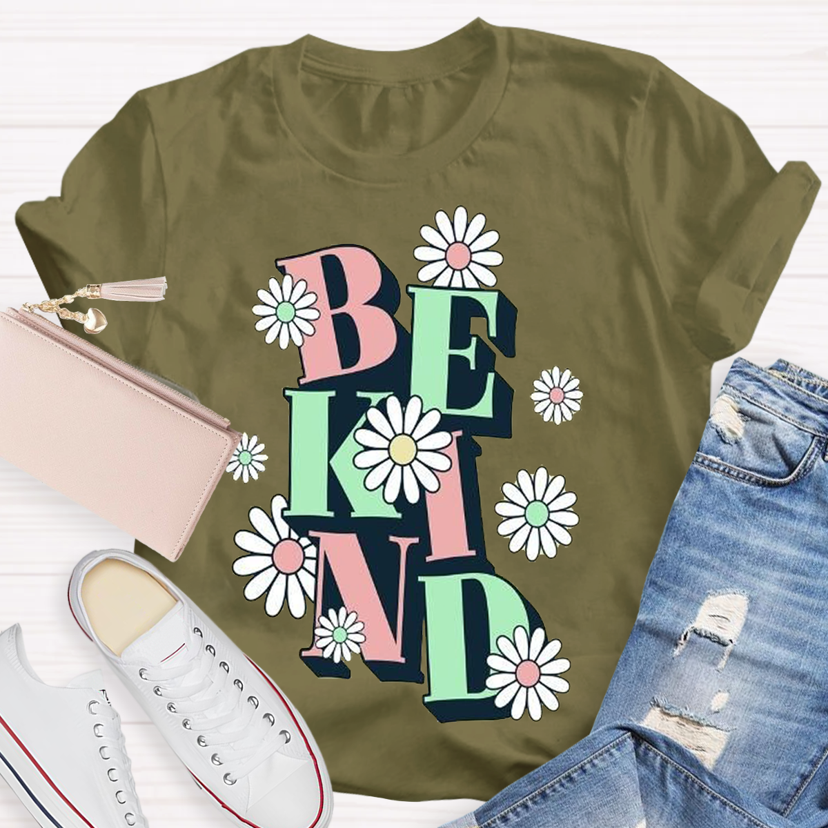 Be Kind Flower Design Teacher T-Shirt