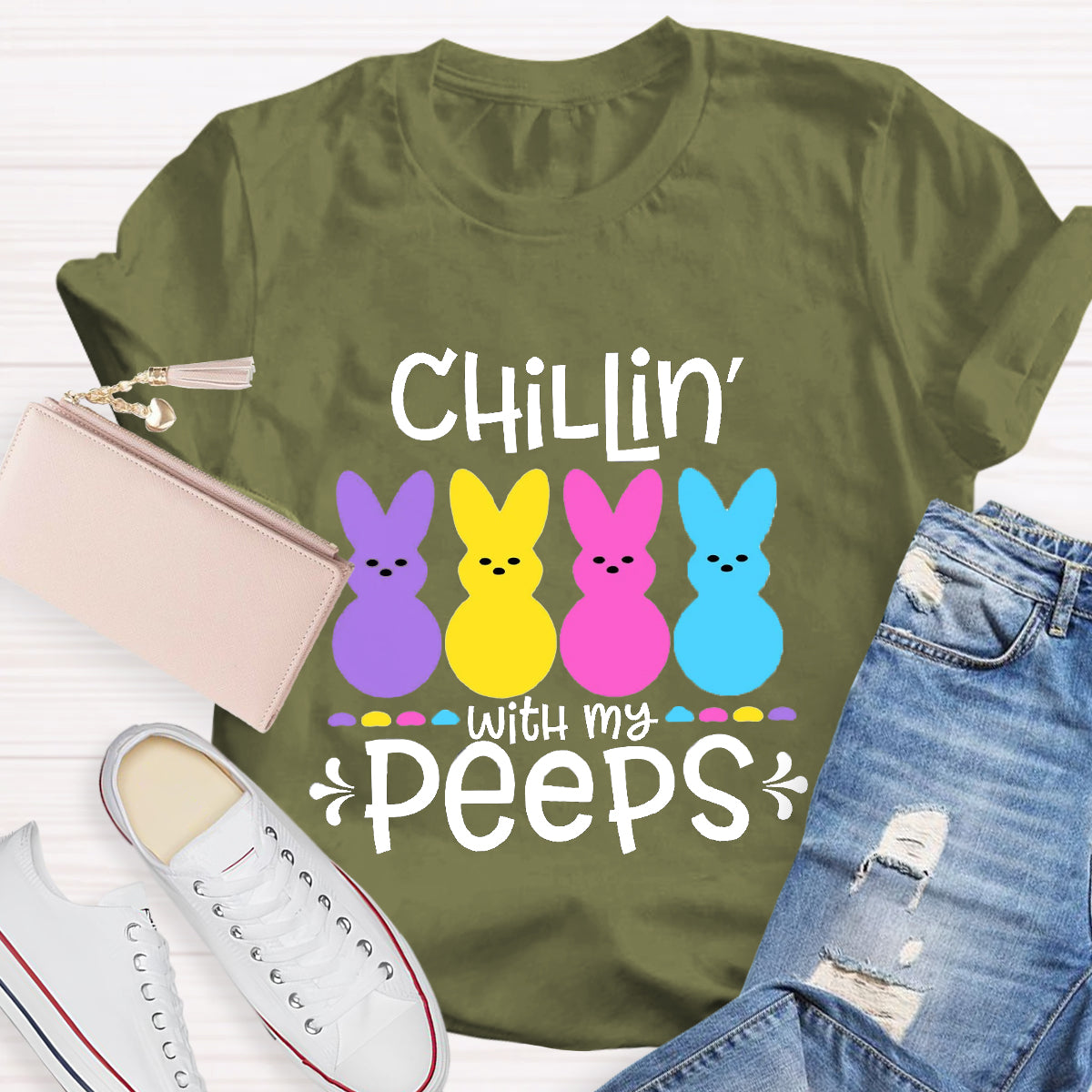 Chilling With My Peeps Easter Bunny T-Shirt