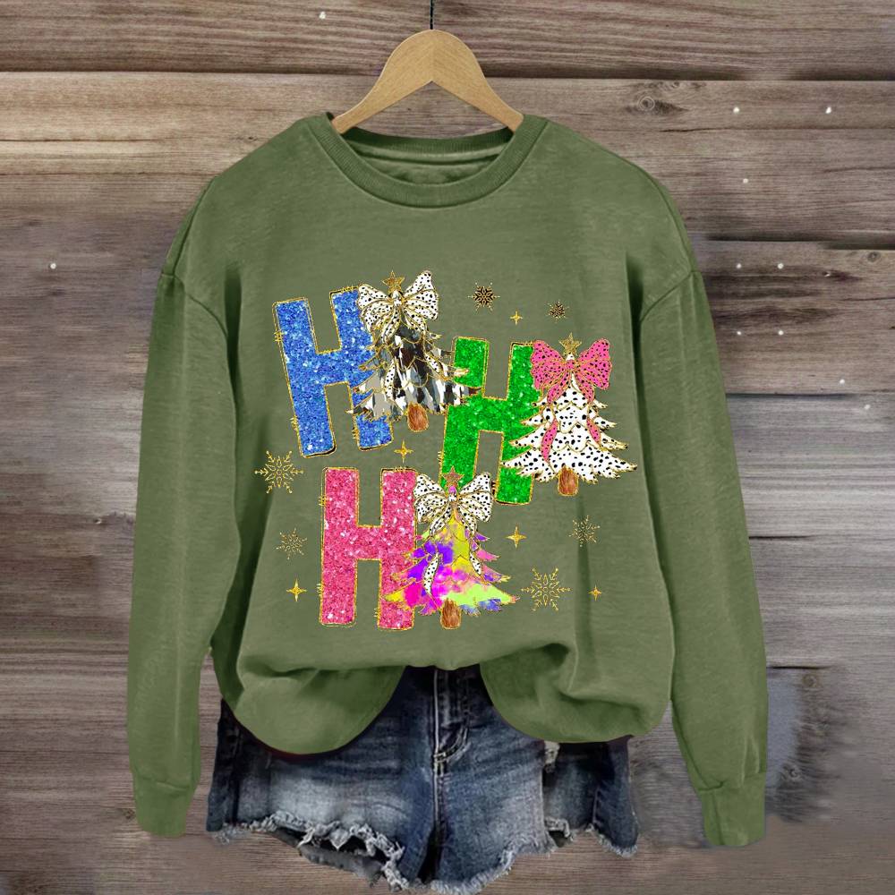 Bright Color Christmas Coquette Bow Ho ho ho  Sweatshirt