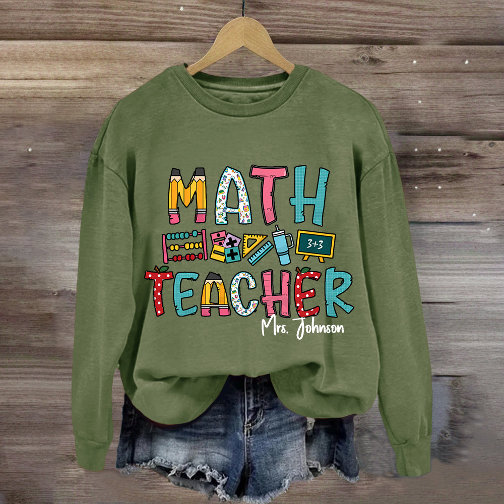 Personalized Math Teacher Name Mrs. Johnson Sweatshirt