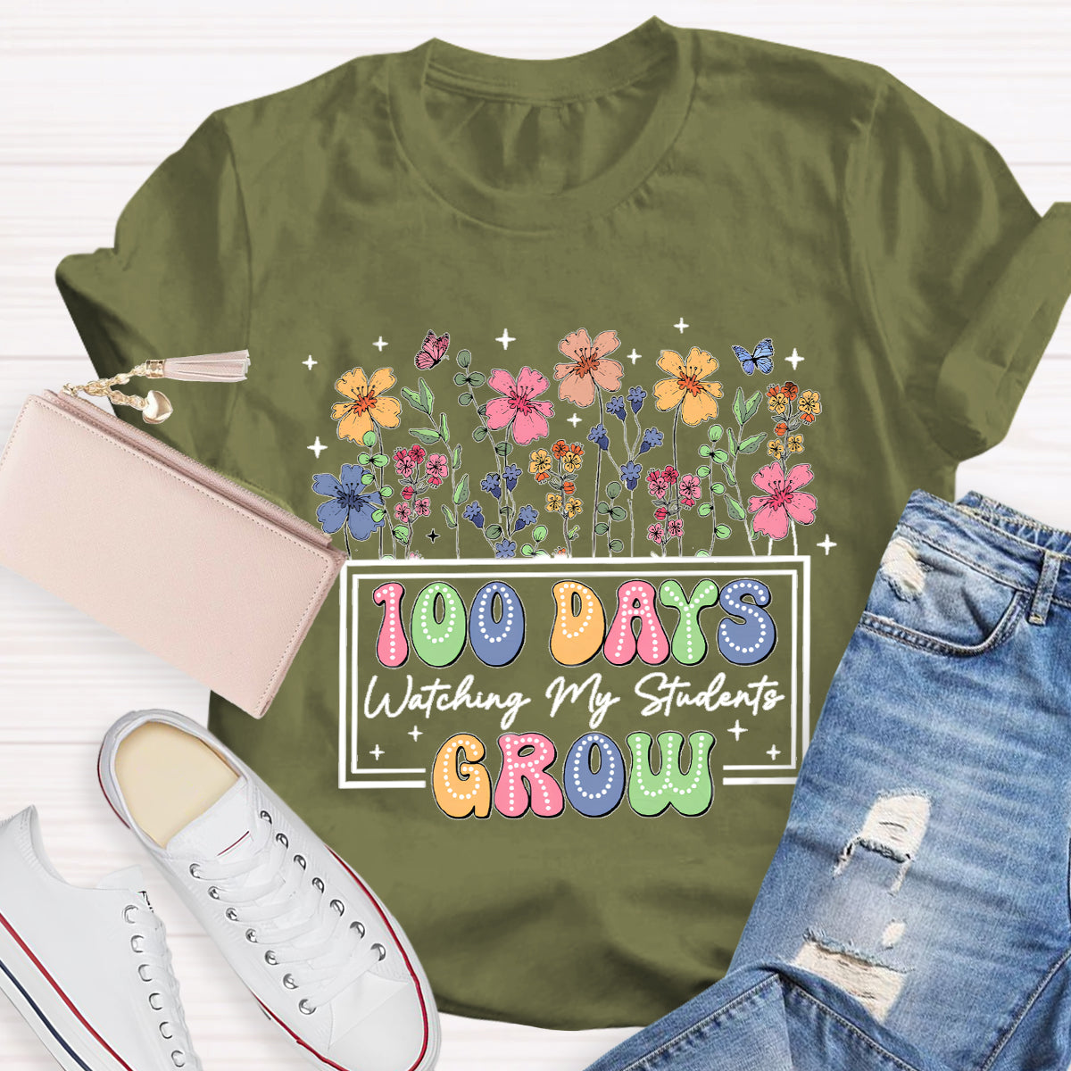 100 Days Watching My Students Grow Teacher T-Shirt