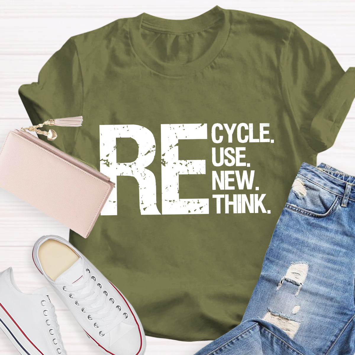 Recycle Reuse Renew Rethink Earth Day Environmental Activism T-Shirt