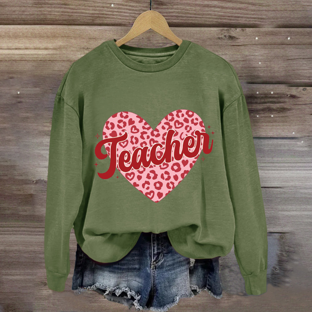 Checkered Heart Teacher Sweatshirt