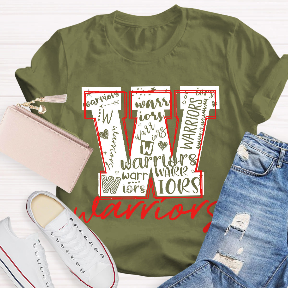 Personalized School Mascot Warriors Teacher T-Shirt