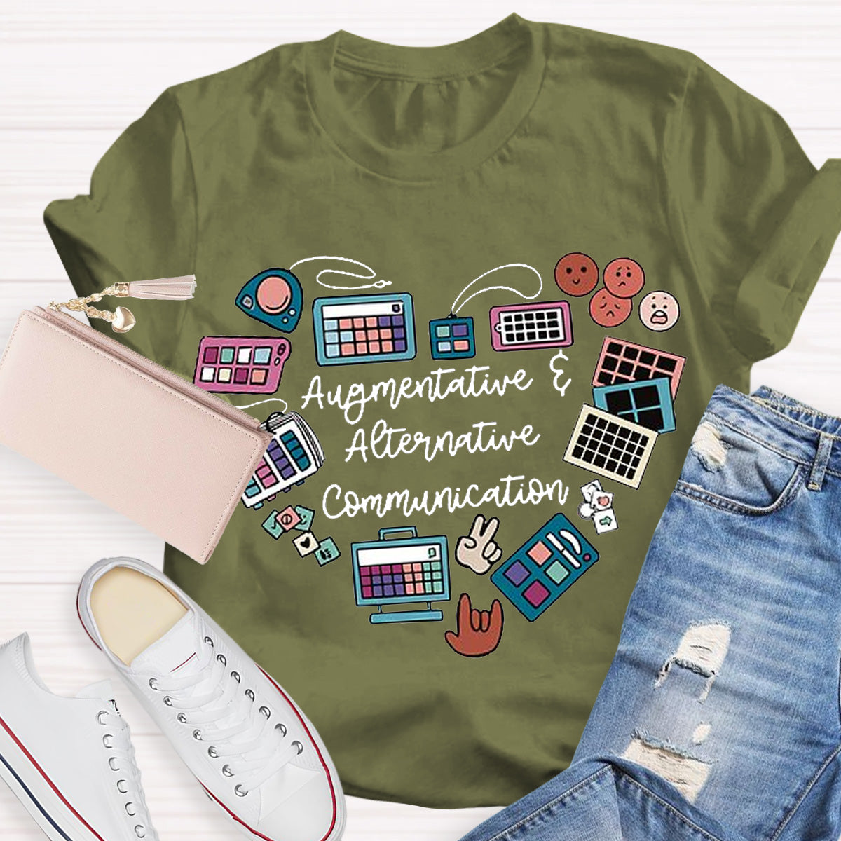 AAC Heart Design Teacher T-Shirt