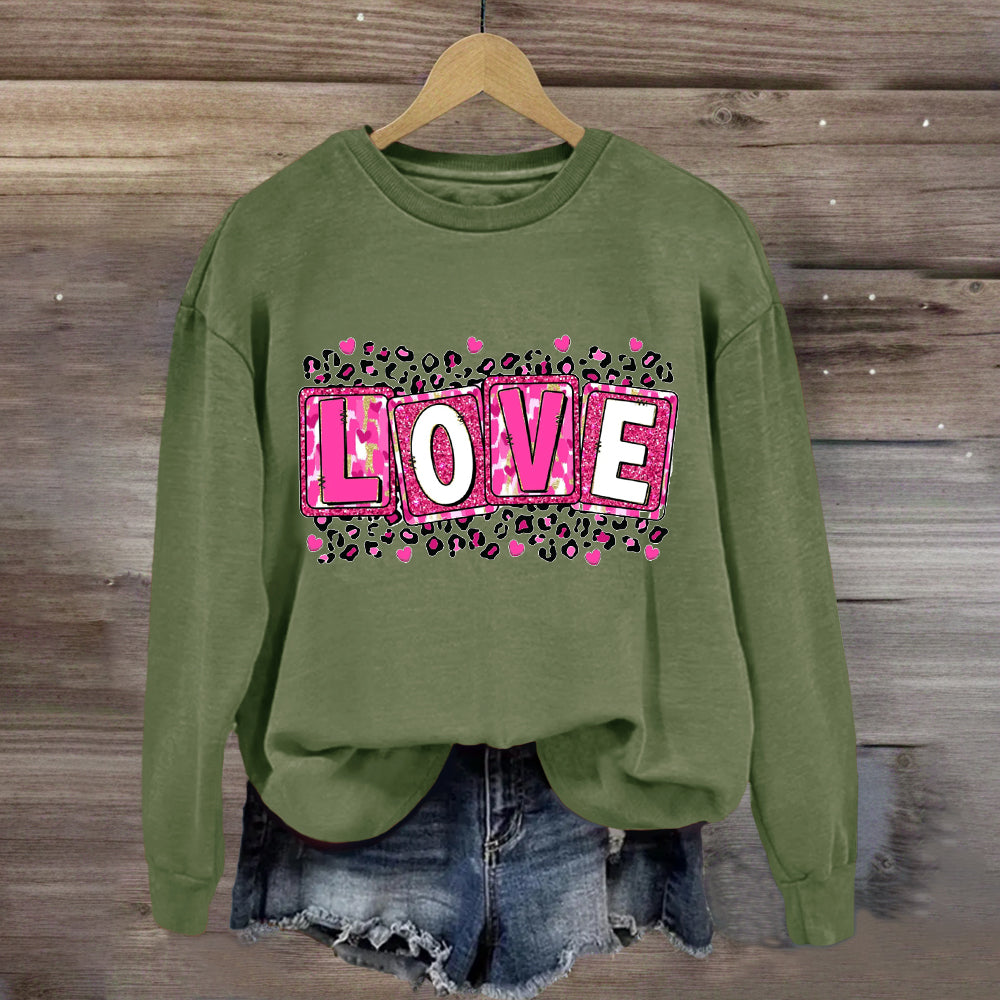 Pink Leopard Love Sweatshirt