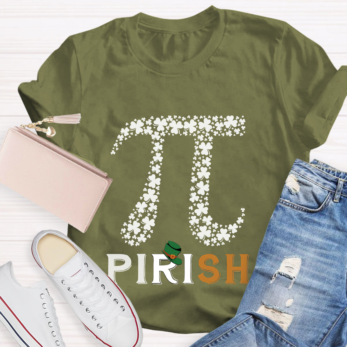 Pirish Pi Irish Shamrock Math St Patrick's Day T-Shirt