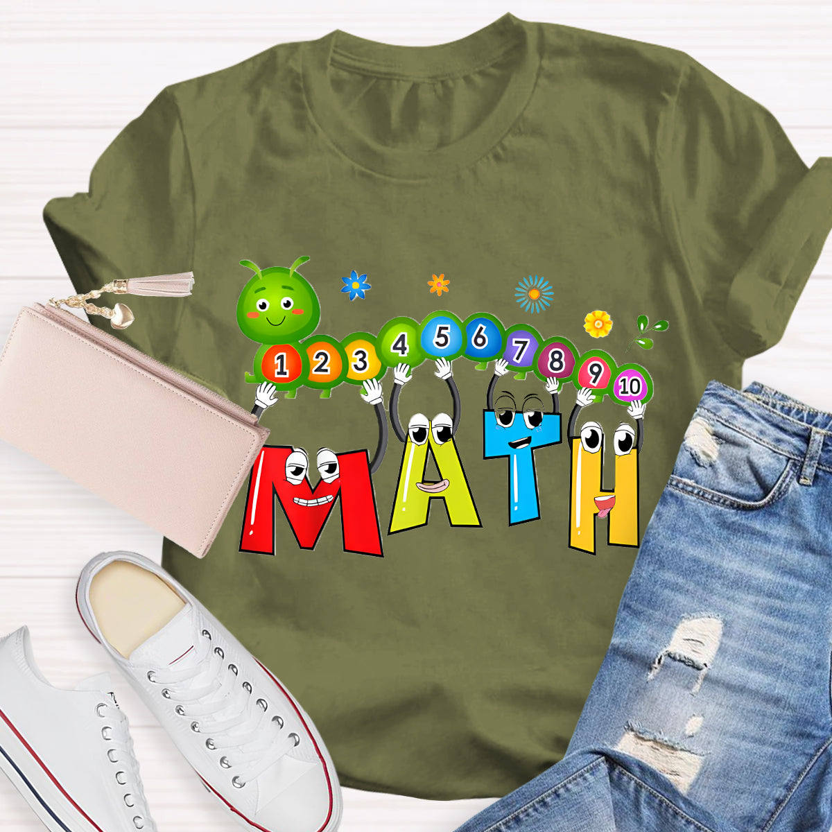 Caterpillar Math Day Number Math Teacher T-Shirt