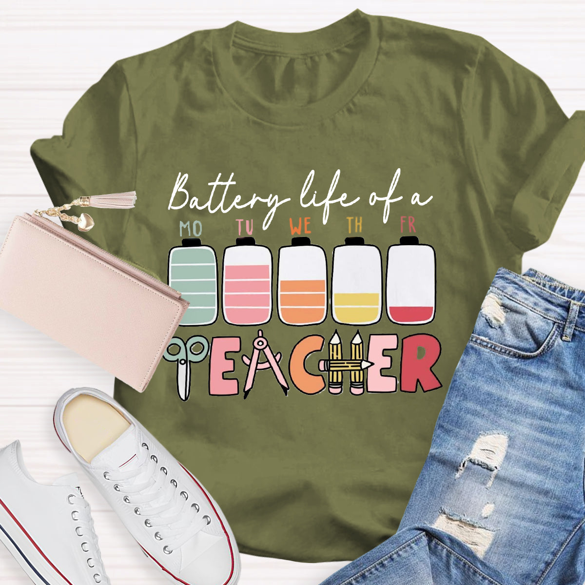 Battery Life Of A Teacher T-Shirt