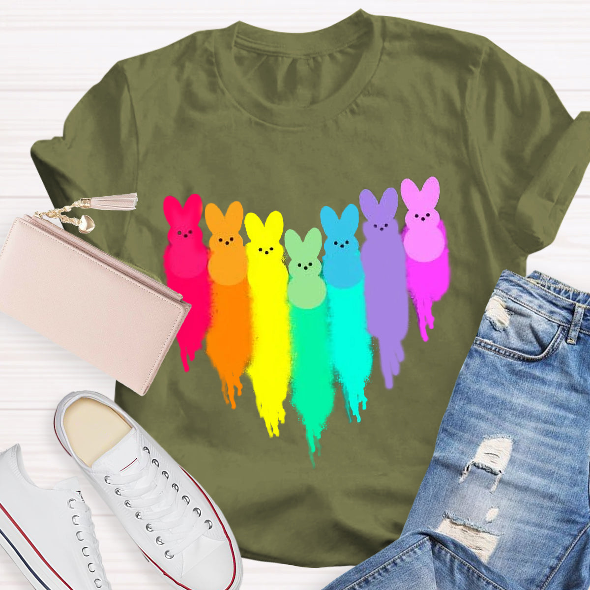 Colorful Easter Peeps Heart T-Shirt