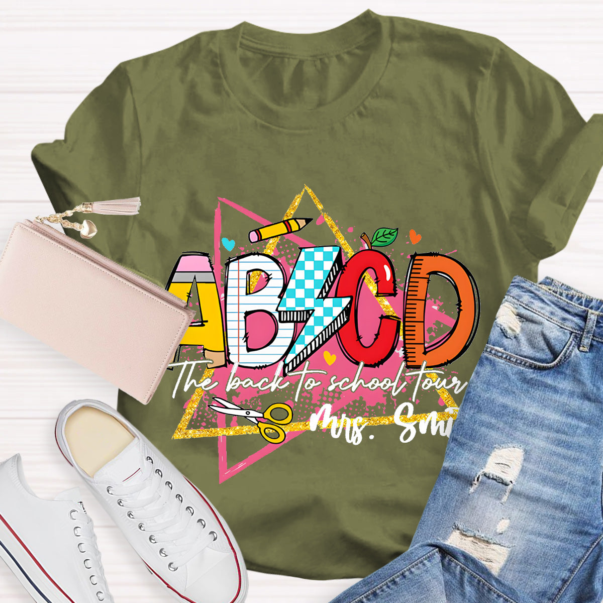 Personalized Name ABCD The Back To School Tour Teacher T-Shirt