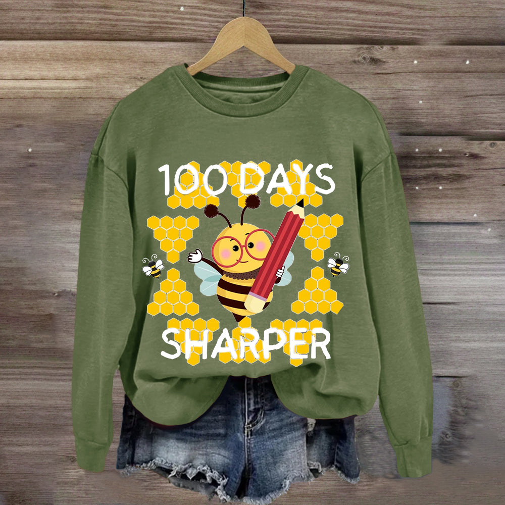 100 Days Sharper Funny Bee Sweatshirt