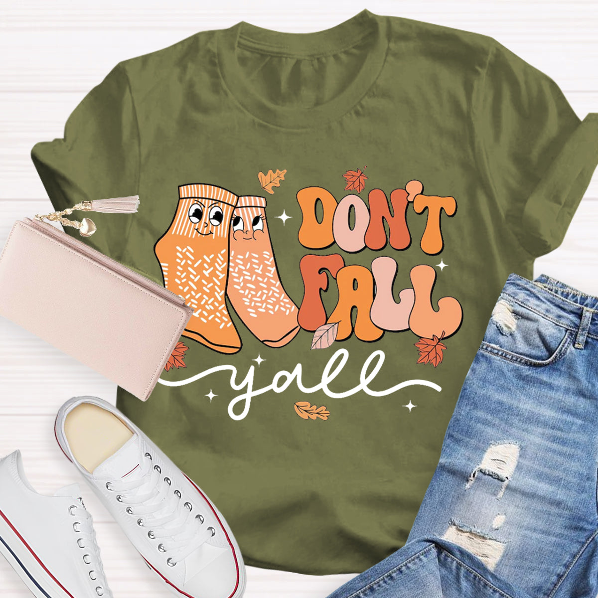 Don't Fall Y'all Thanksgiving Teacher T-Shirt