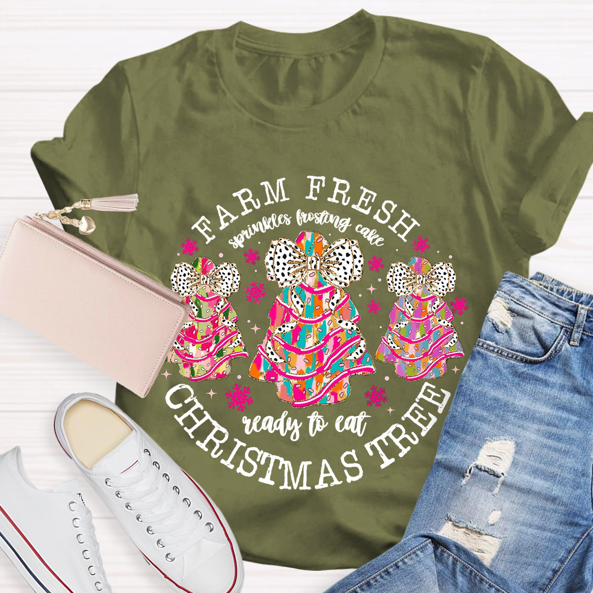 Farm Fresh Christmas Tree Spirals Frosting Cake Ready To Eat T-Shirt