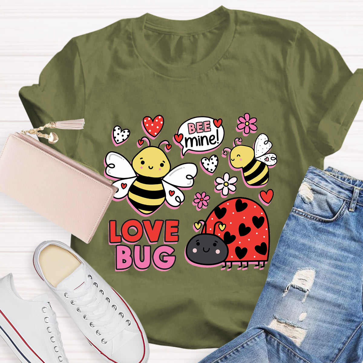 Bee Mine Love Bug Teacher T-Shirt