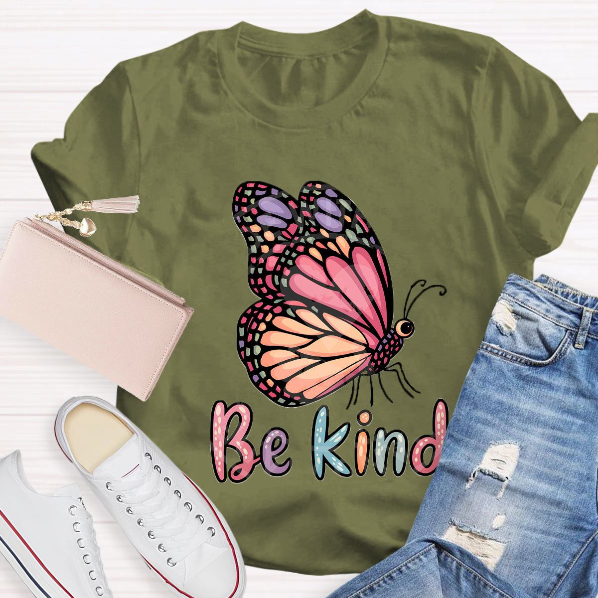Be Kind Butterfly Printed T-Shirt