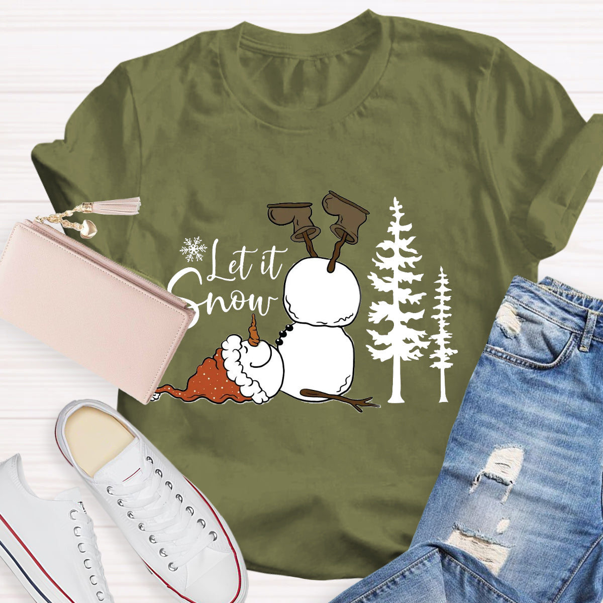 Funny Snowman Christmas Let it Snow Teacher T-Shirt