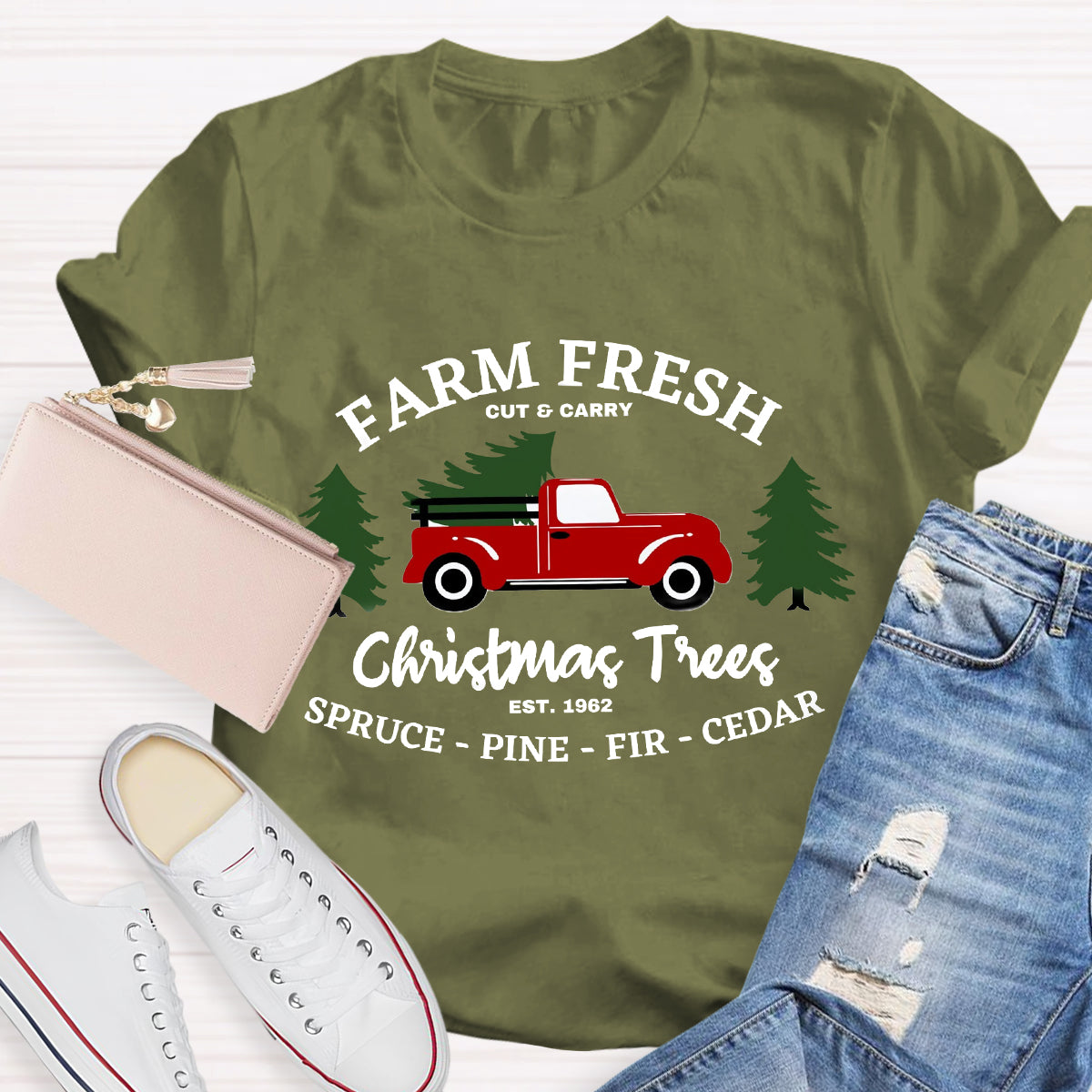 Farm Fresh Christmas Tree Teacher T-Shirt