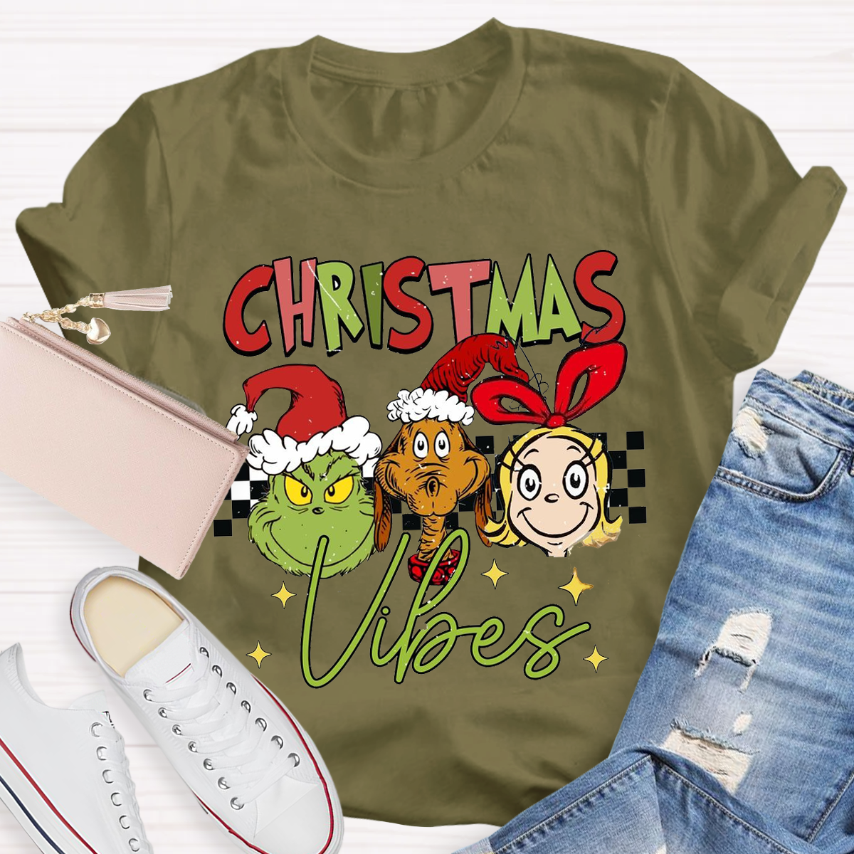 Christmas Vibes Cute Teacher T-Shirt