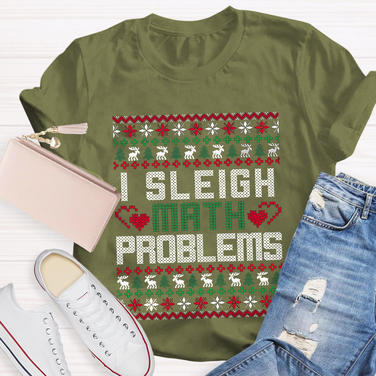 I Sleigh Math Problems Teacher T-Shirt