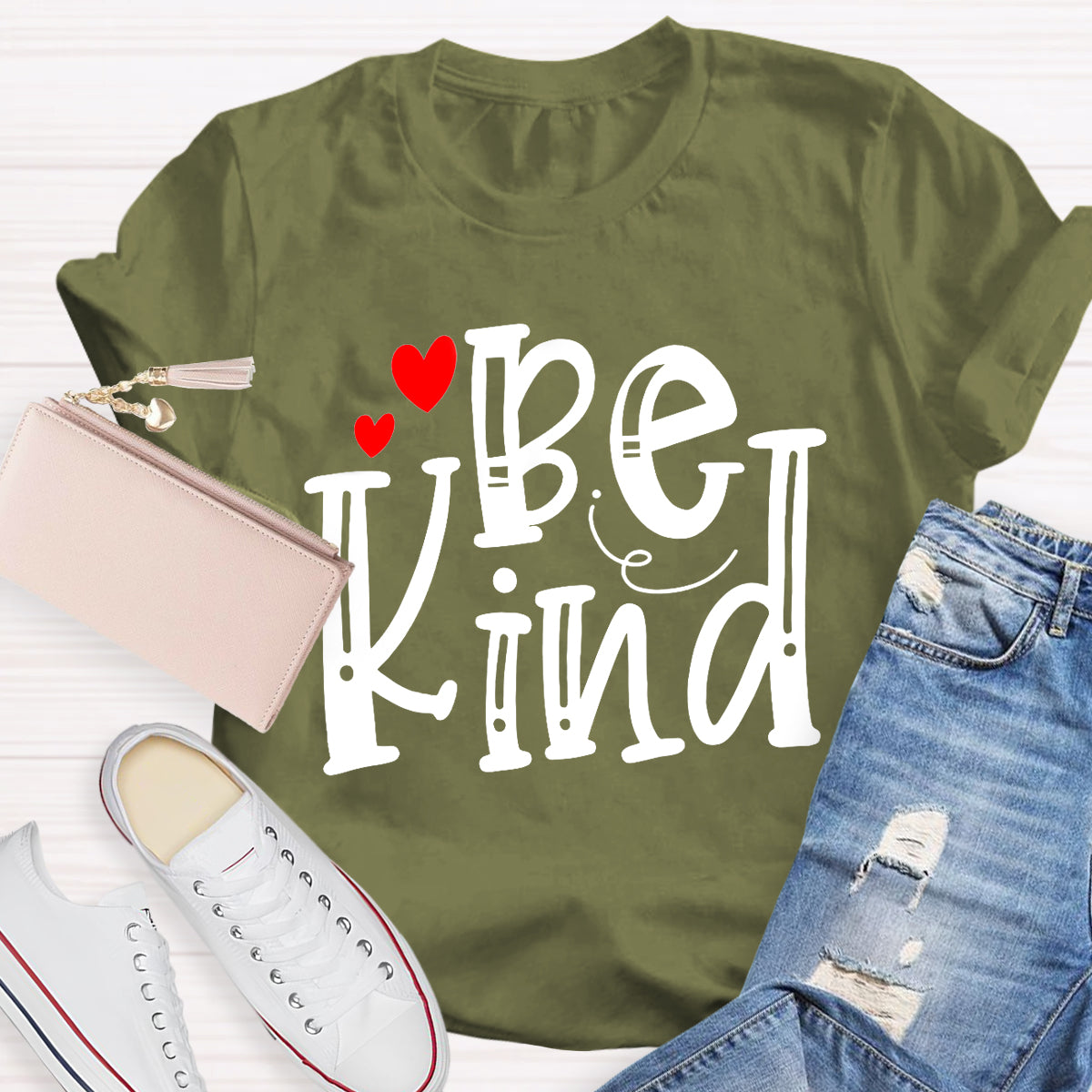 Be Kind Red Heart Teacher T-Shirt