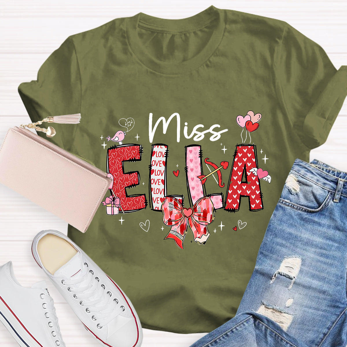 Personalized Name Valentine's Day Miss Ella T-Shirt