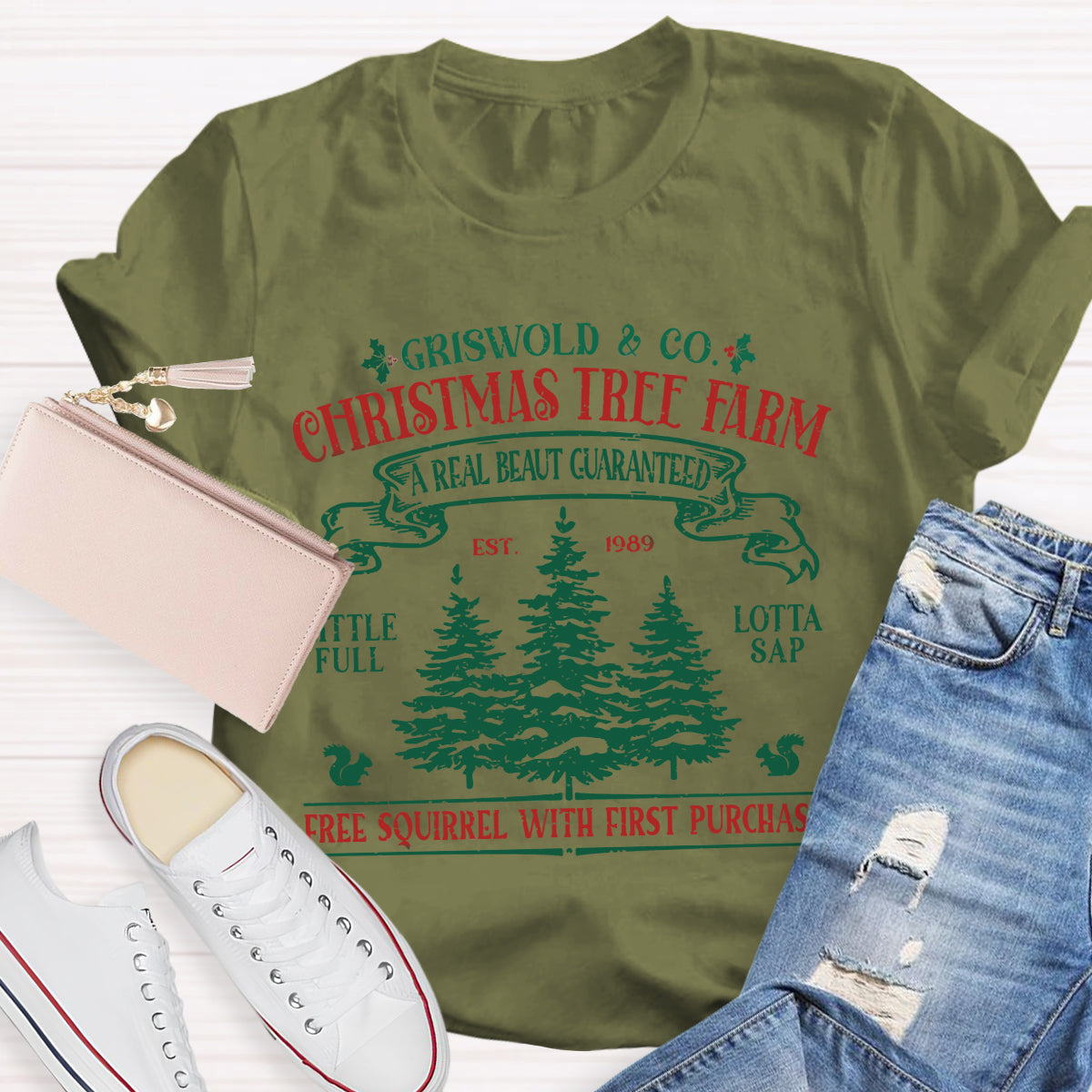 Christmas Tree Farm A Real Beauty Guaranteed Squirrel  T-Shirt