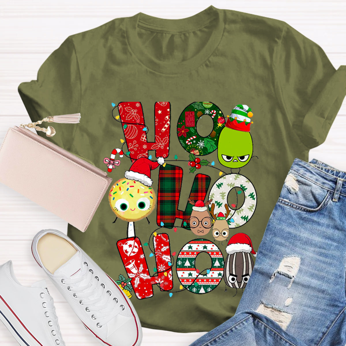 Children's Books Characters Ho Ho Ho Christmas Teacher T-Shirt