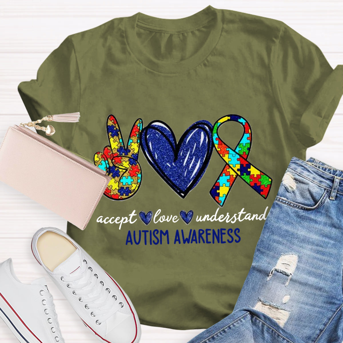 Teach Accept Understand Love Autism Awareness Teacher T-Shirt