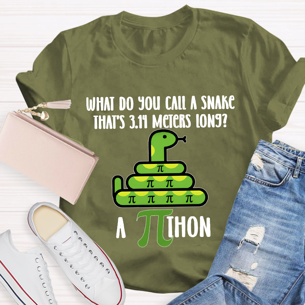 What Do You Call A Snake That'S 3.14 Meters Long Funny Pi Day T-Shirt